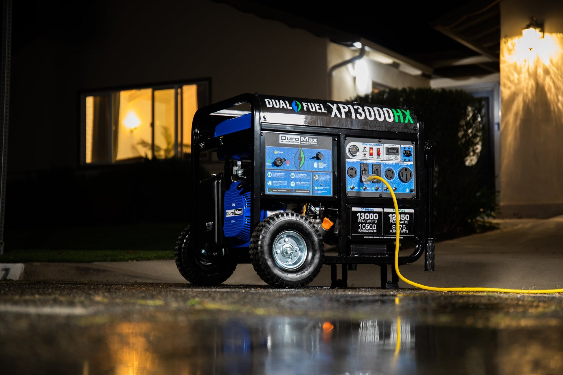 13,000 Watt Dual Fuel Portable HX Generator w/ CO Alert