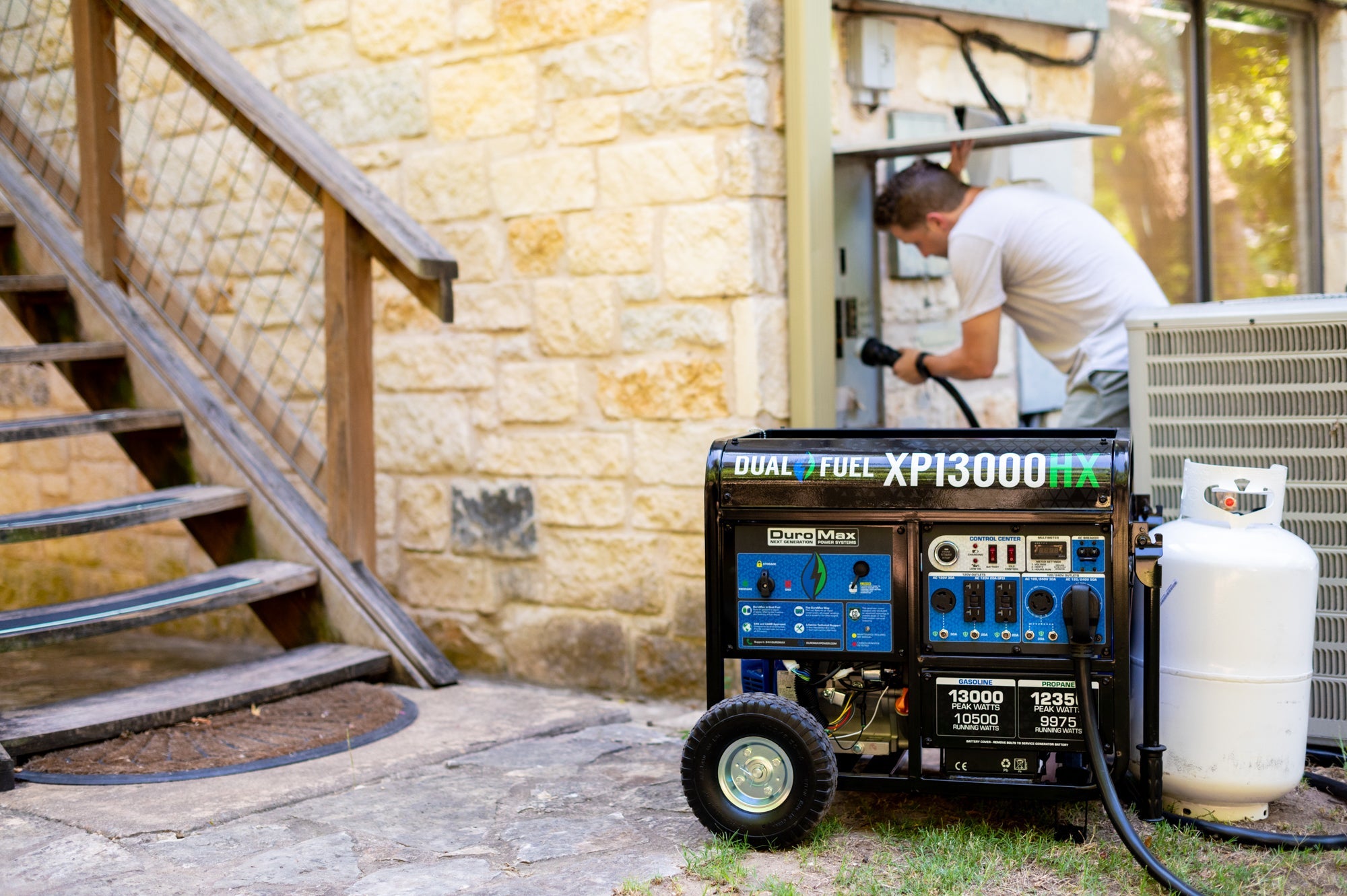 13,000 Watt Dual Fuel Portable HX Generator w/ CO Alert