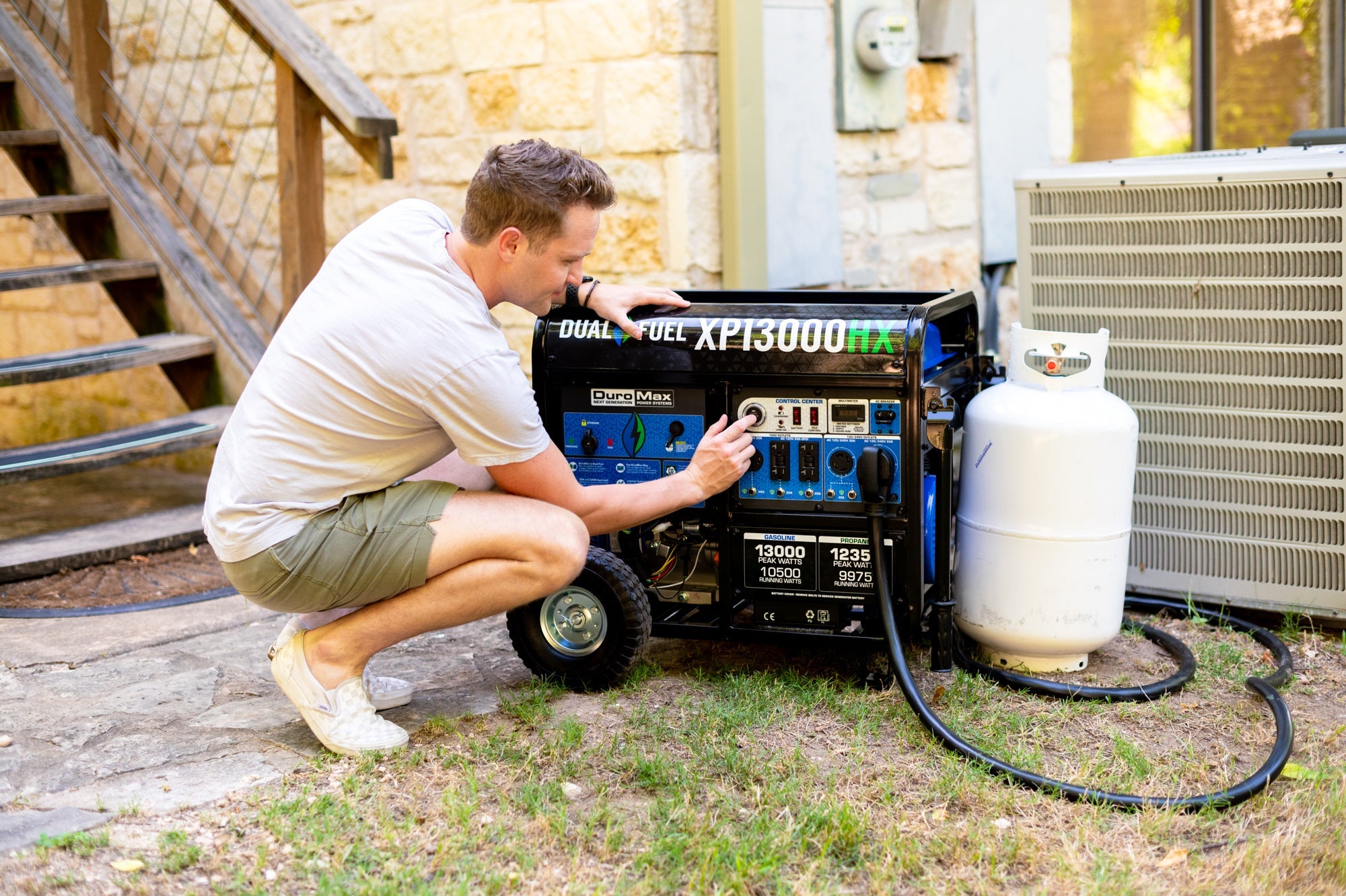 13,000 Watt Dual Fuel Portable HX Generator w/ CO Alert