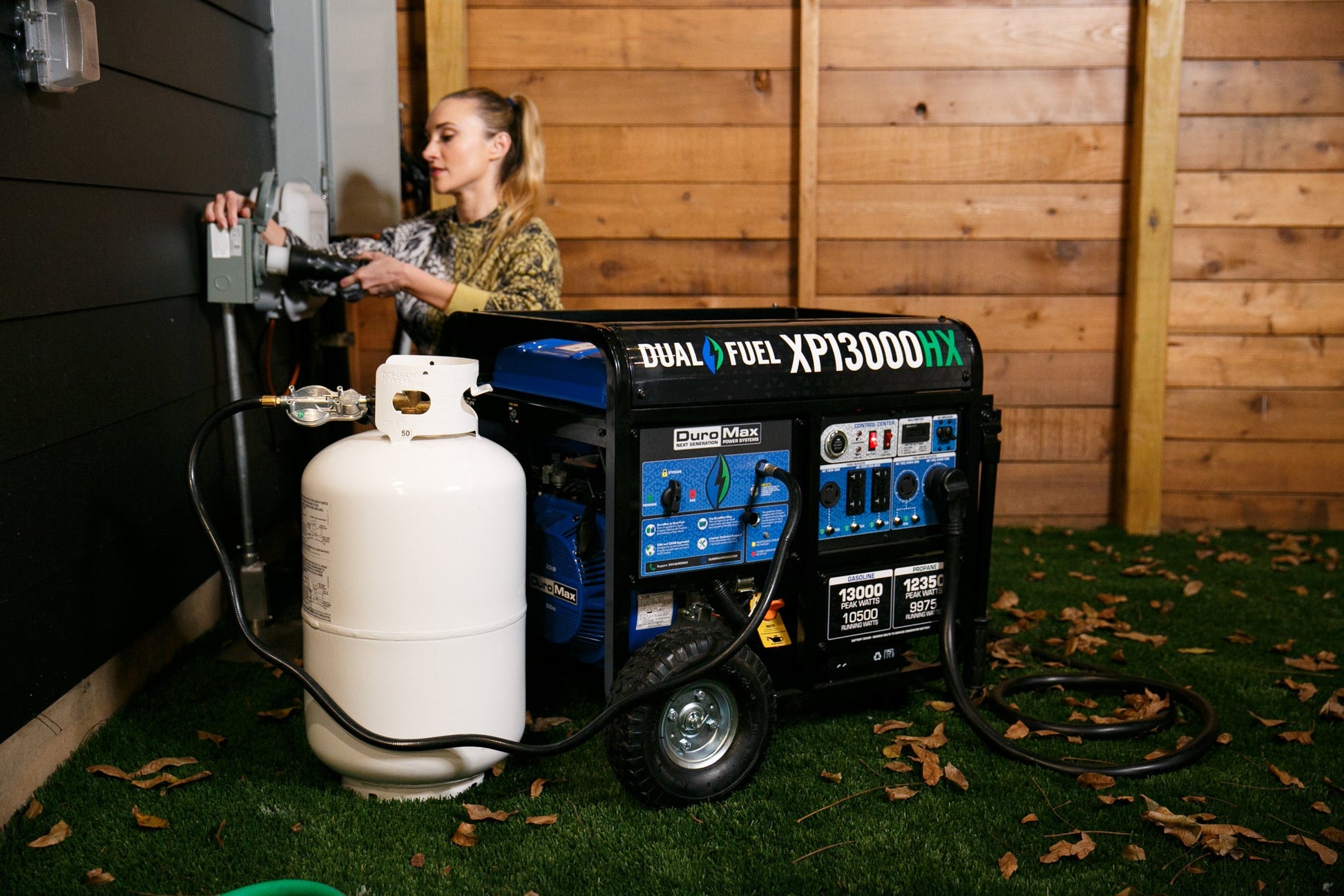 13,000 Watt Dual Fuel Portable HX Generator w/ CO Alert