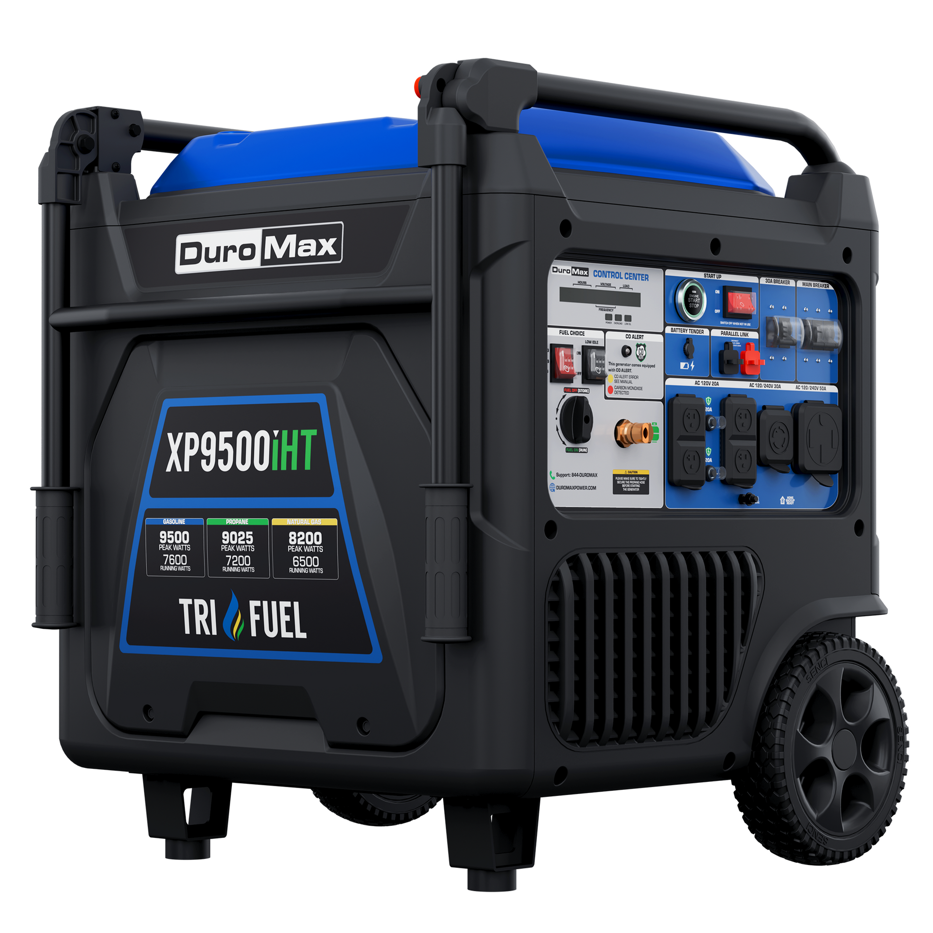 9,500 Watt Portable Tri Fuel Inverter Generator - Quiet, Low THD