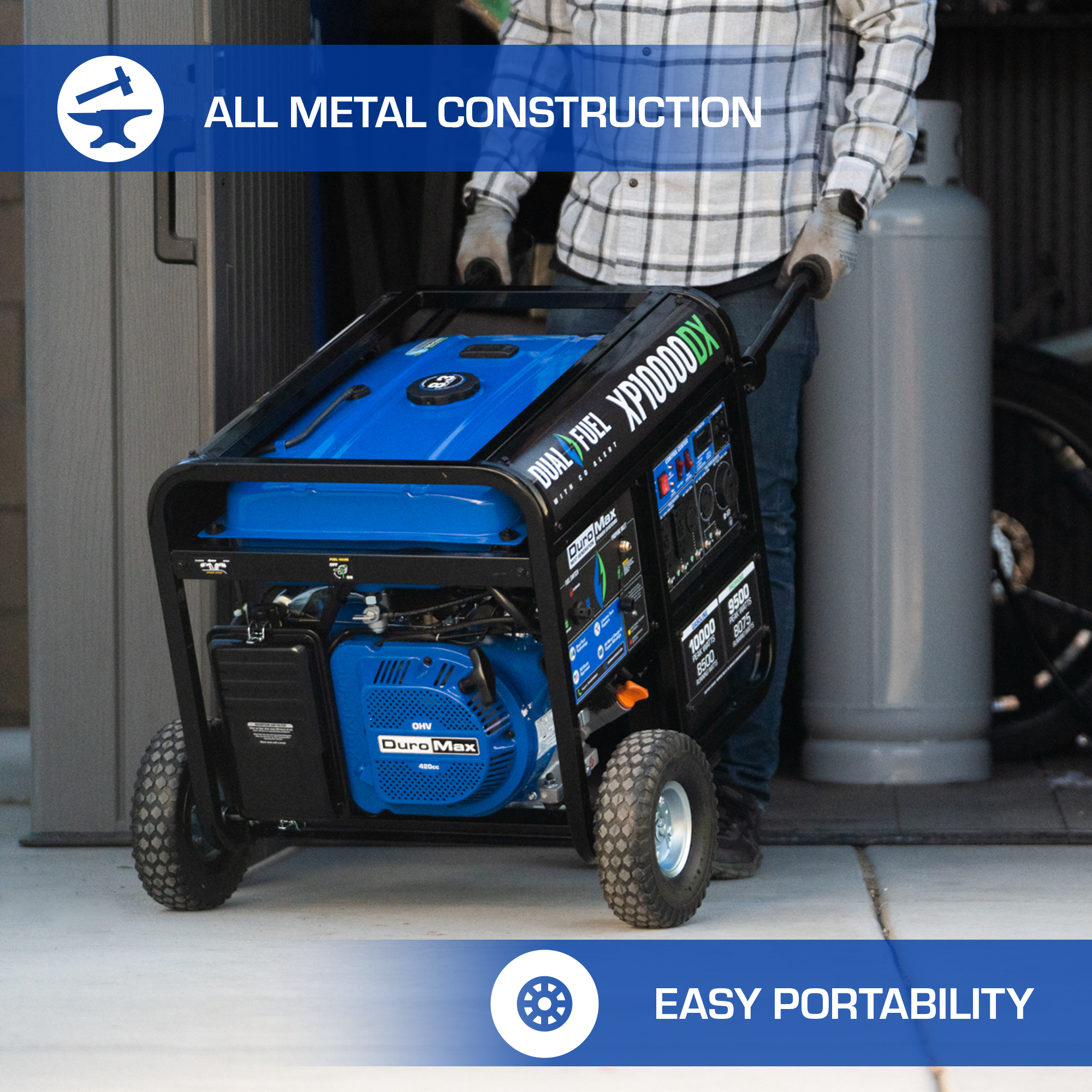 10,000 Watt Dual Fuel Portable Generator w/ CO Alert