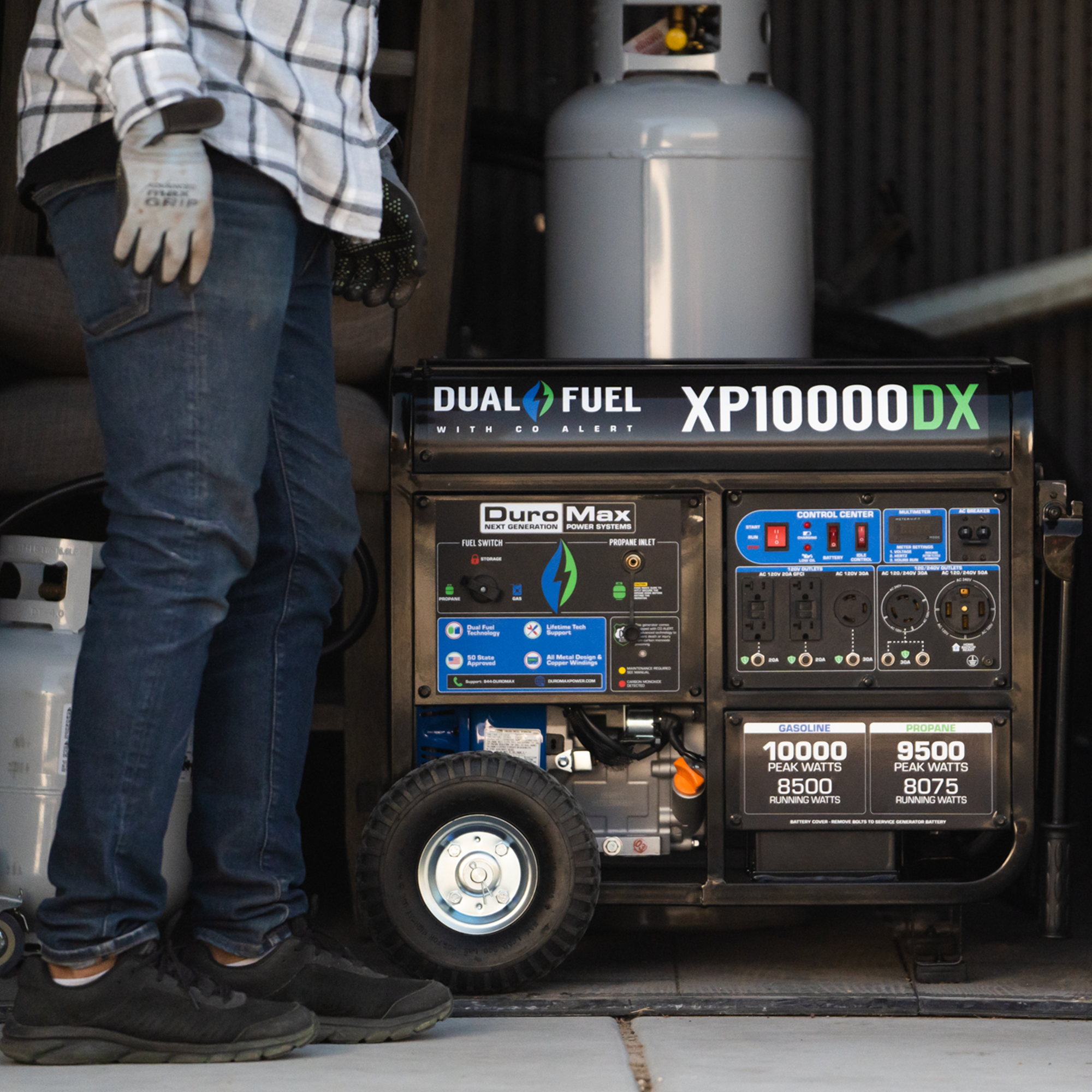 10,000 Watt Dual Fuel Portable Generator w/ CO Alert