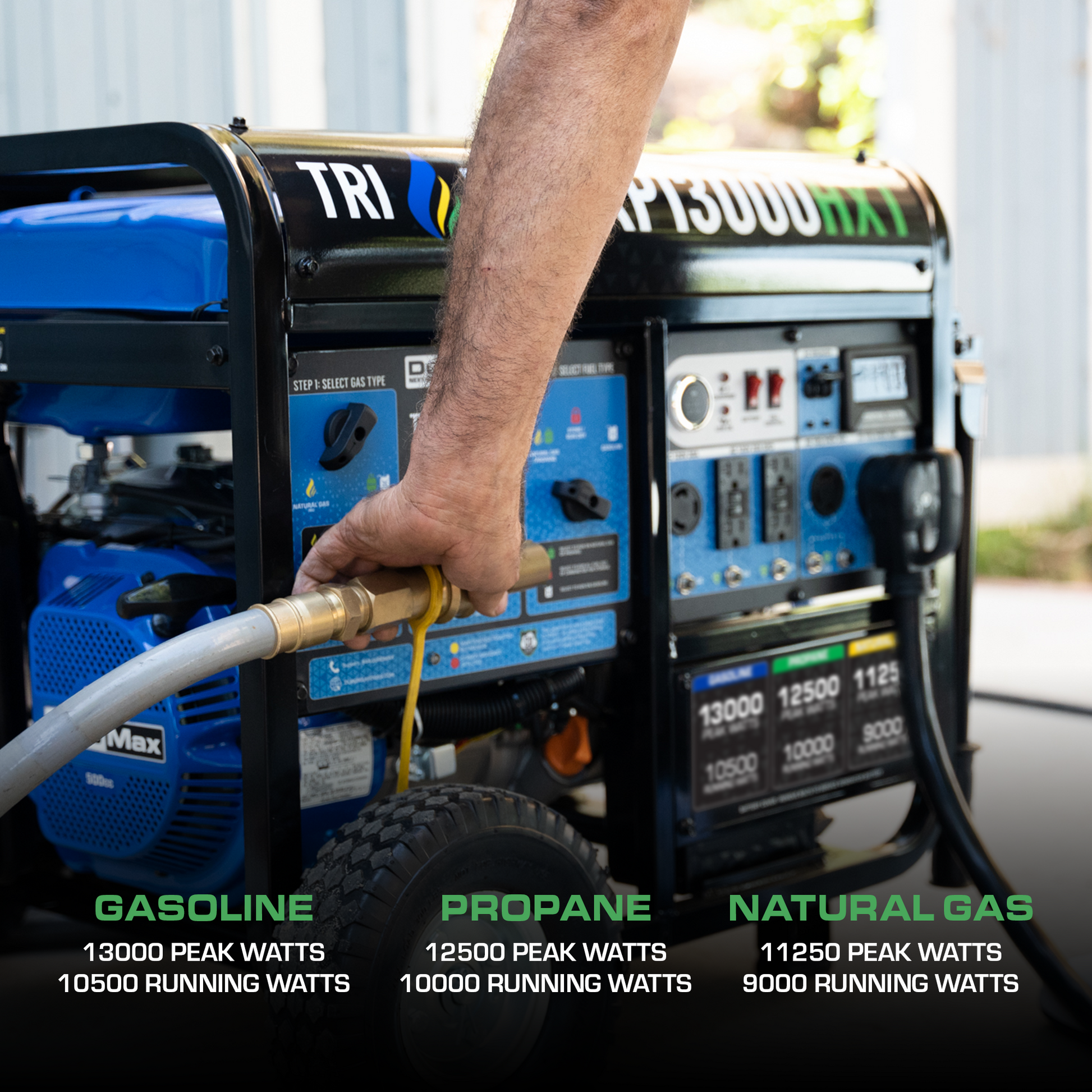 13,000 Watt Tri Fuel Portable HXT Generator w/ CO Alert