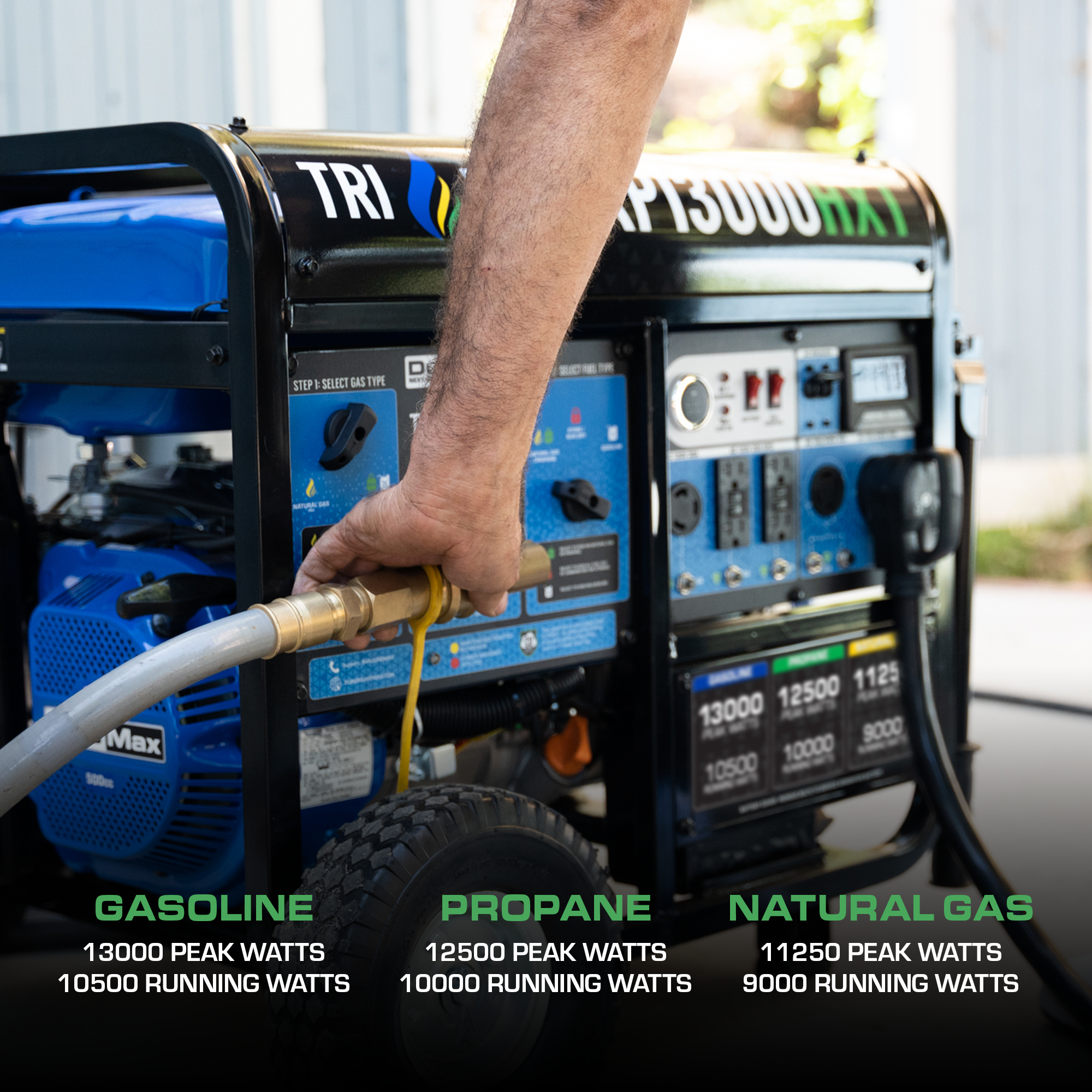 13,000 Watt Tri Fuel Portable HXT Generator w/ CO Alert