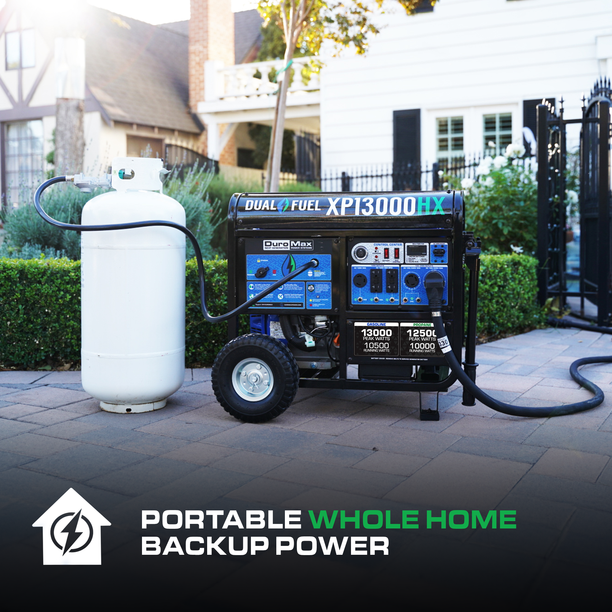 13,000 Watt Dual Fuel Portable HX Generator w/ CO Alert