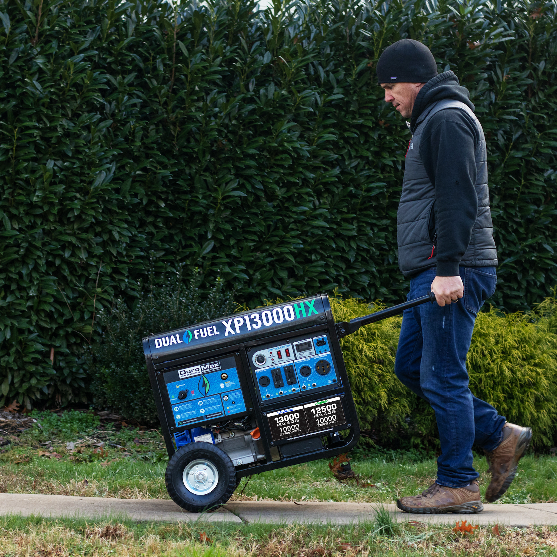 13,000 Watt Dual Fuel Portable HX Generator w/ CO Alert