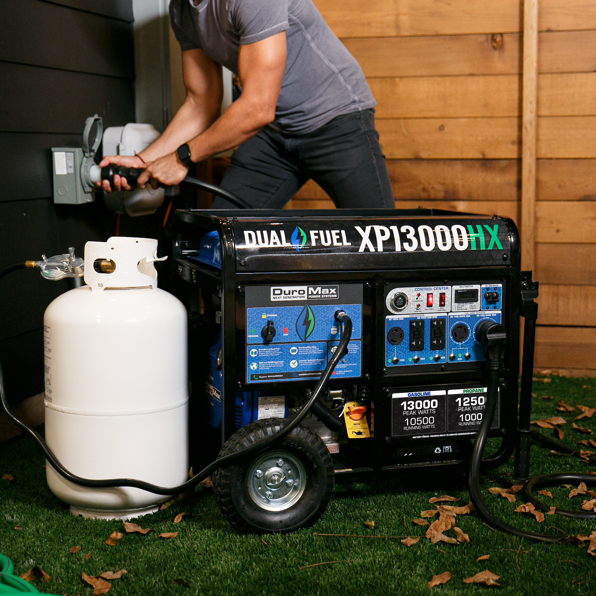 13,000 Watt Dual Fuel Portable HX Generator w/ CO Alert