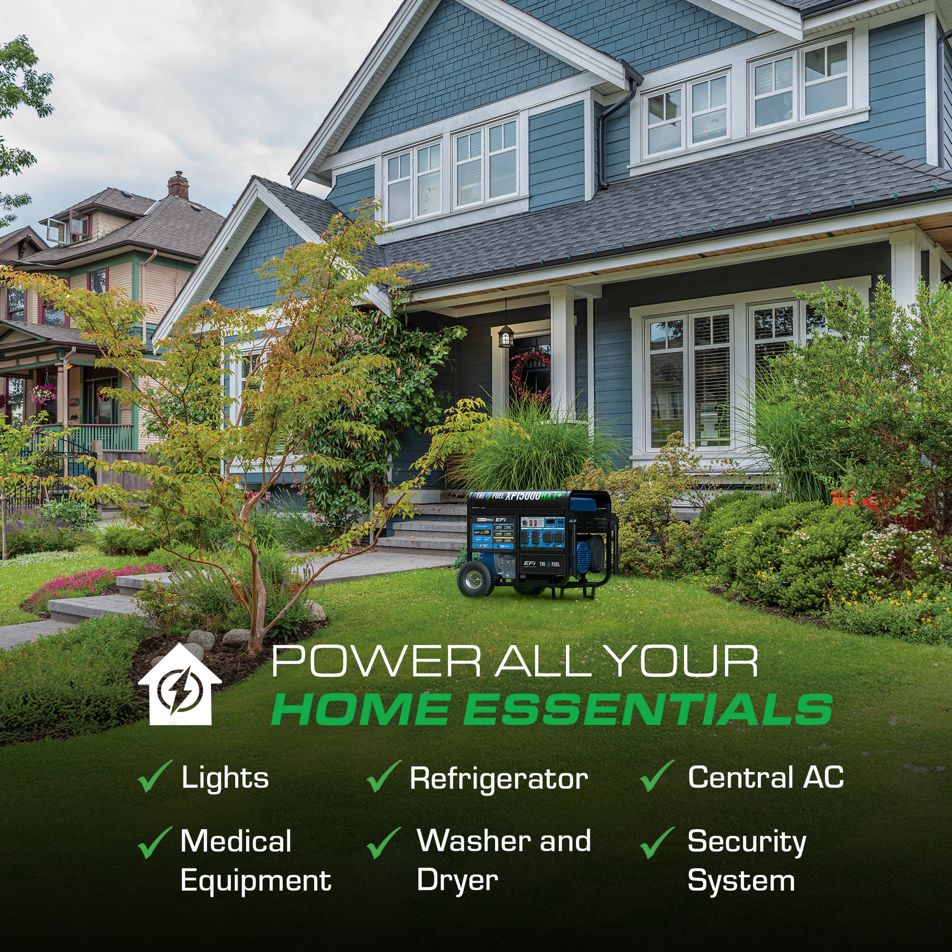 15,000 Watt Electric Start Tri Fuel EFI Portable Generator