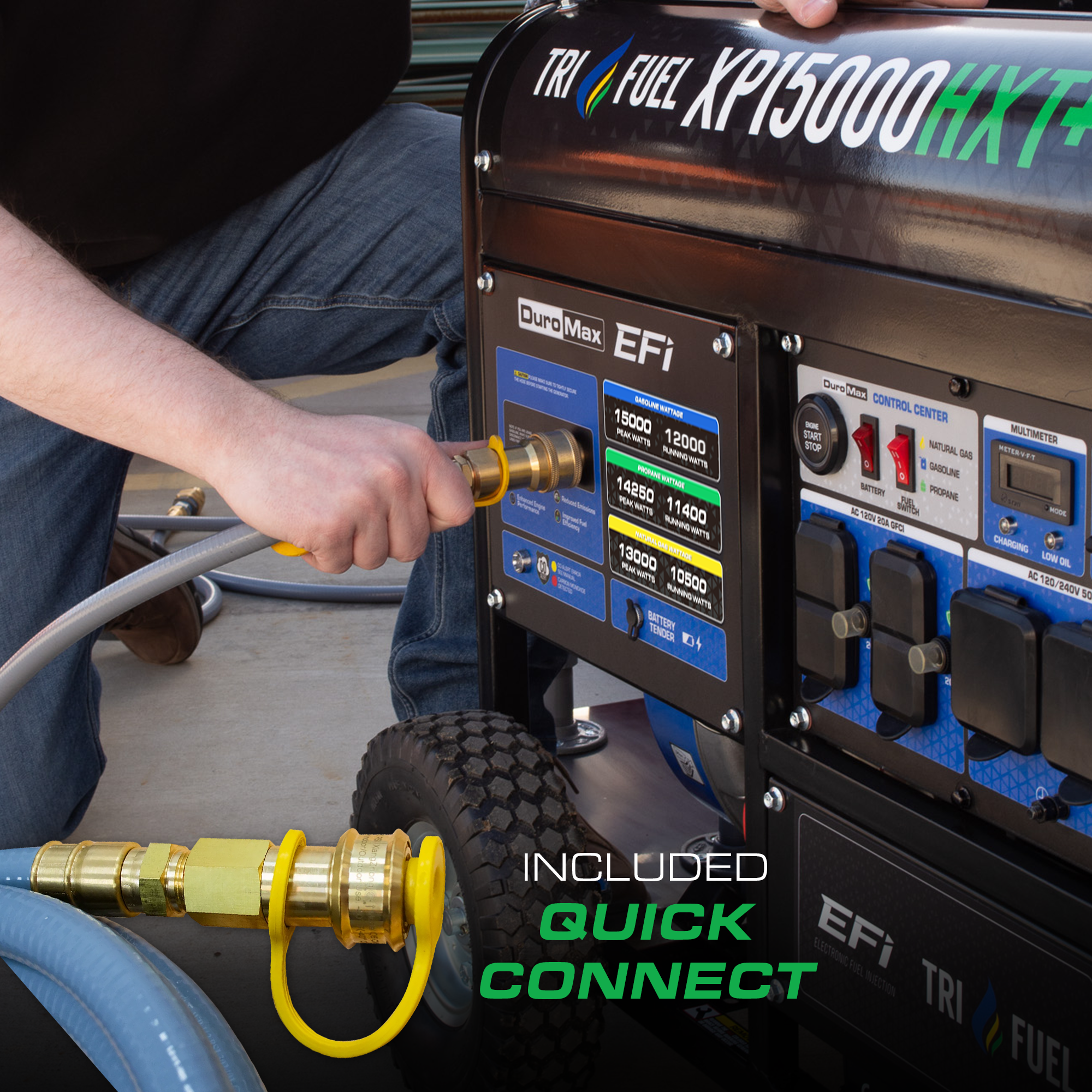 15,000 Watt Electric Start Tri Fuel EFI Portable Generator