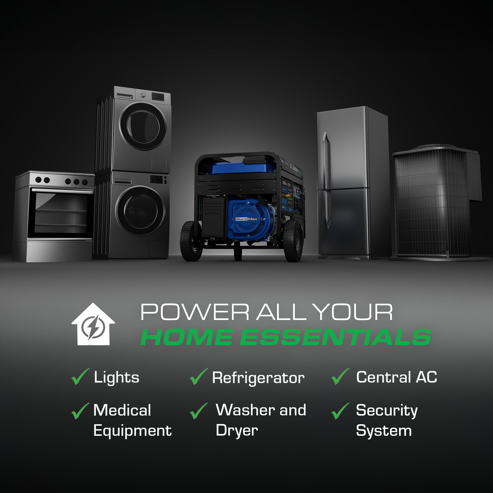 15,000 Watt Electric Start Dual Fuel EFI Portable Generator