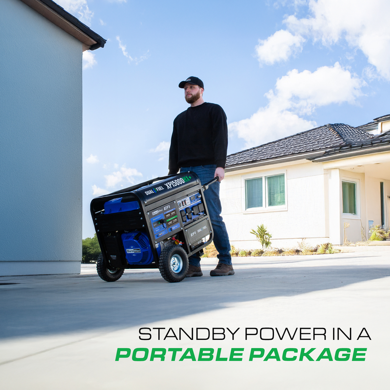 15,000 Watt Electric Start Dual Fuel EFI Portable Generator