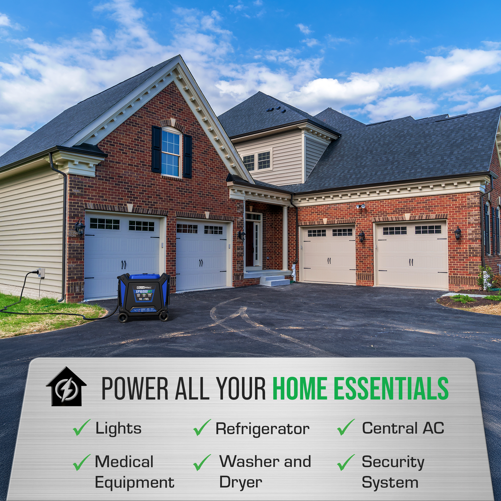 16,000 Watt Portable Tri Fuel Inverter Generator - Quiet, Low THD