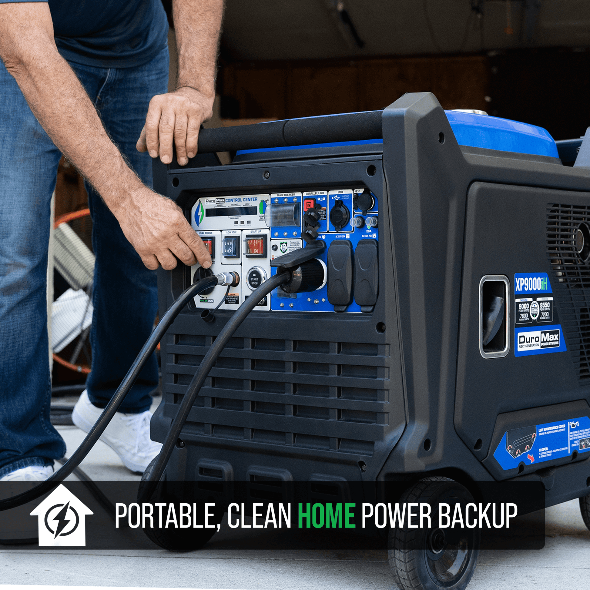 9,000 Watt Portable Dual Fuel Inverter Generator - Quiet, Low THD