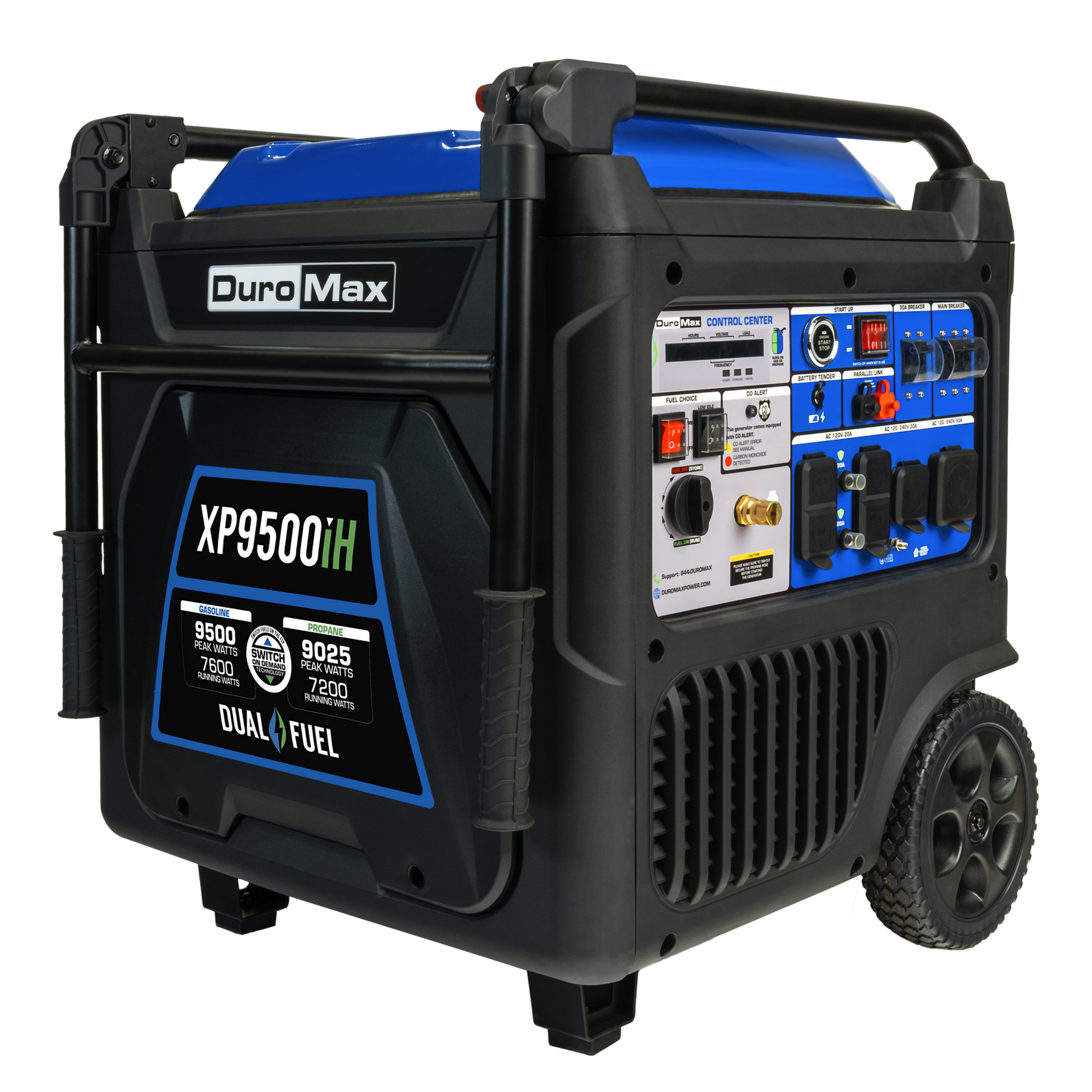 9,500 Watt Portable Dual Fuel Inverter Generator - Quiet, Low THD