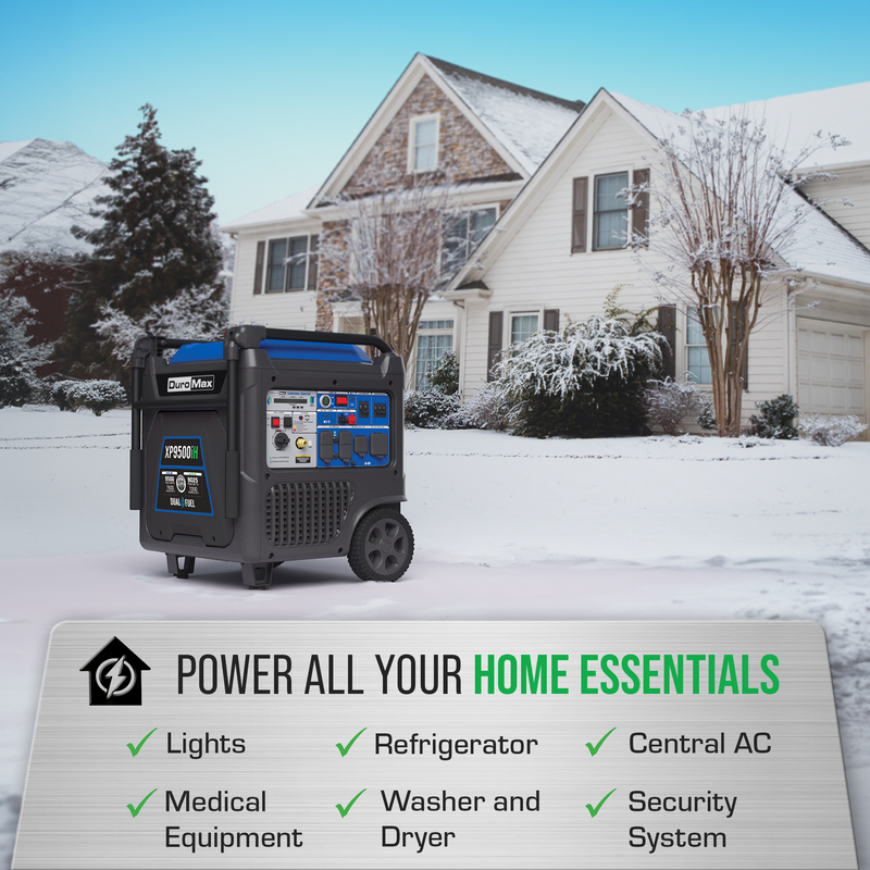 9,500 Watt Portable Dual Fuel Inverter Generator - Quiet, Low THD