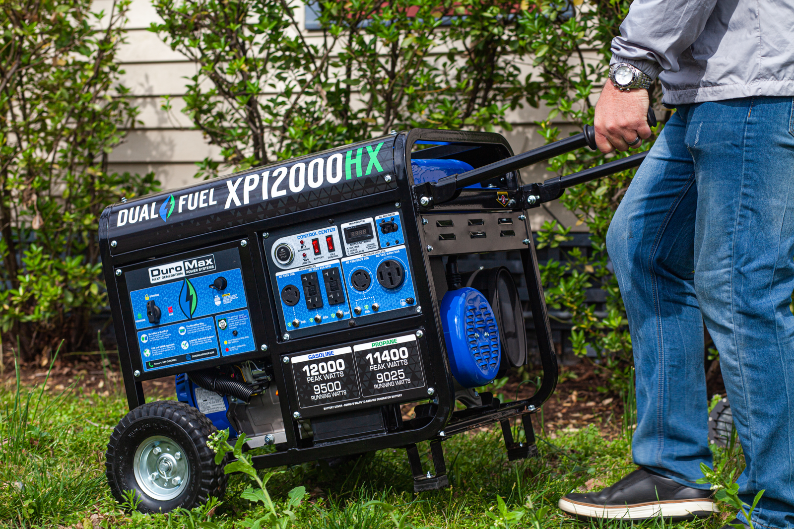 12,000 Watt Dual Fuel Portable HX Generator w/ CO Alert