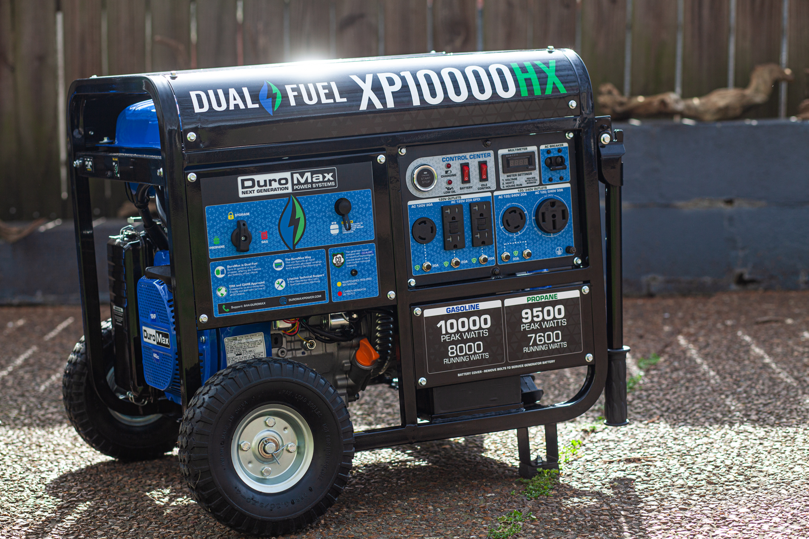 10,000 Watt Dual Fuel Portable HX Generator w/ CO Alert