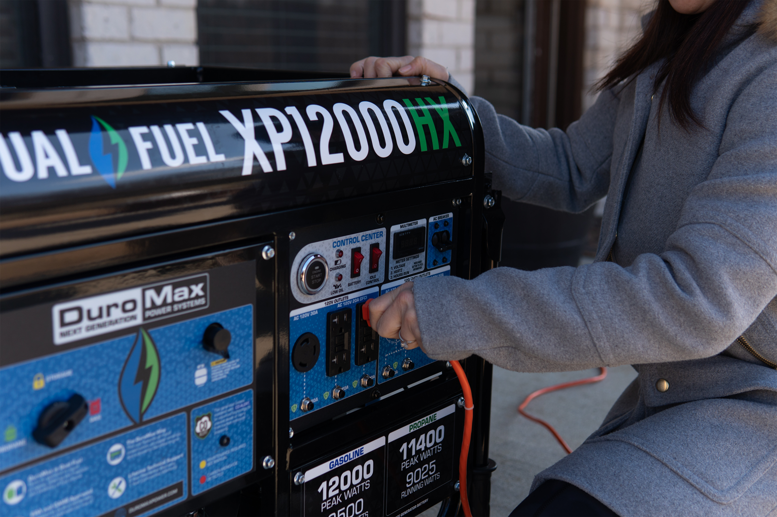 12,000 Watt Dual Fuel Portable HX Generator w/ CO Alert