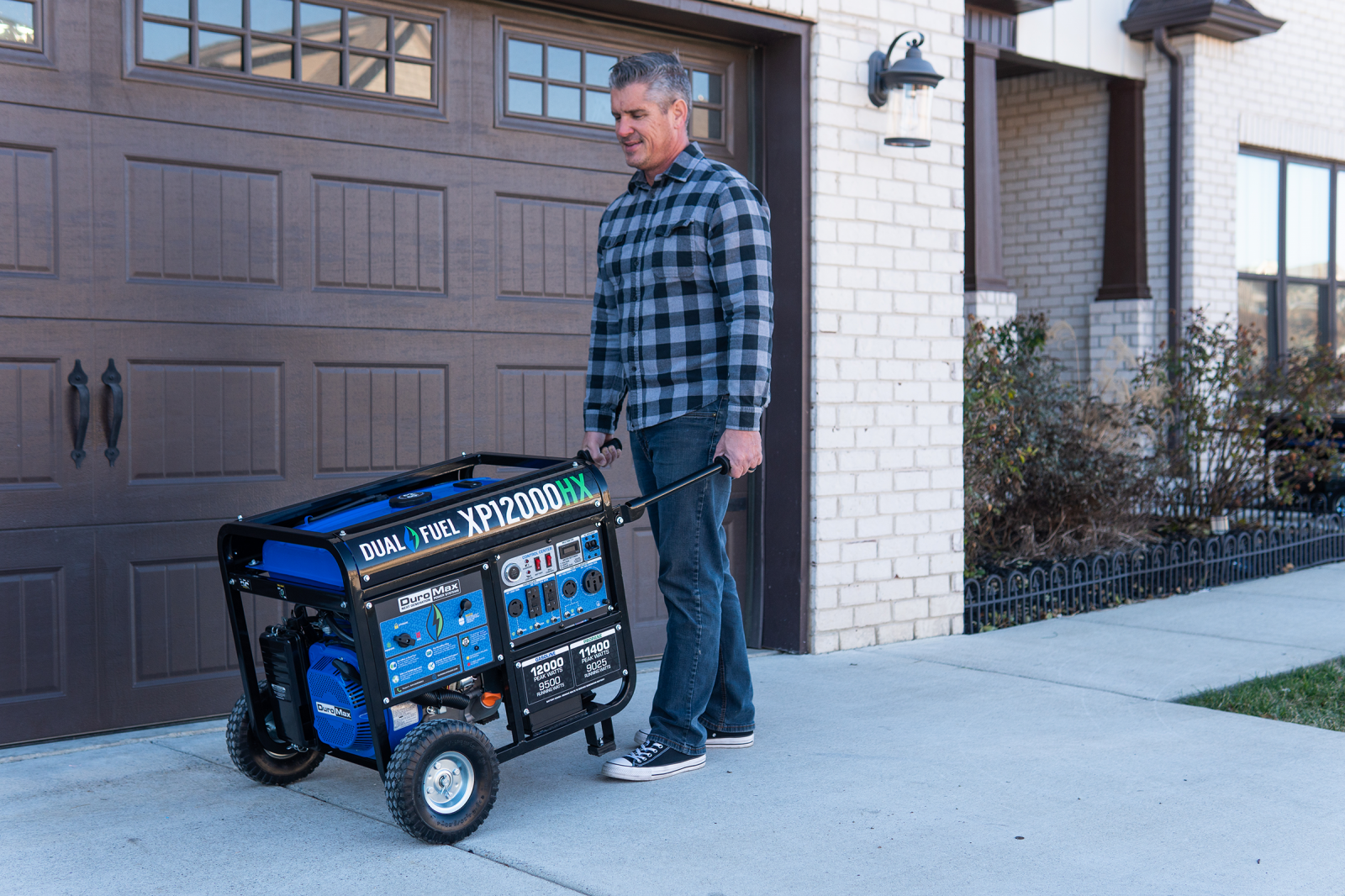 12,000 Watt Dual Fuel Portable HX Generator w/ CO Alert