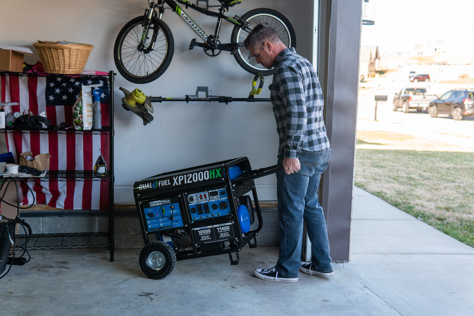 12,000 Watt Dual Fuel Portable HX Generator w/ CO Alert