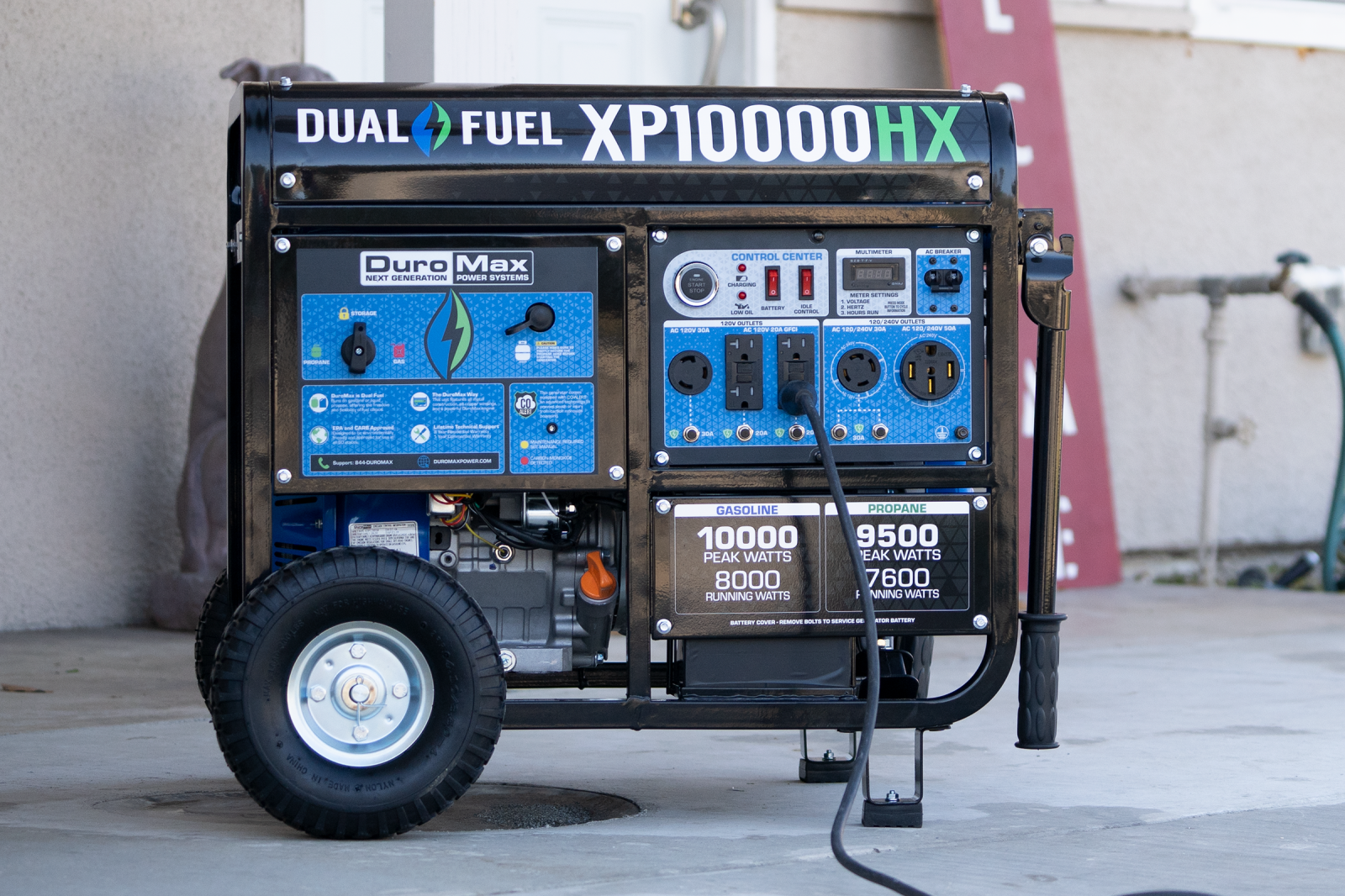 10,000 Watt Dual Fuel Portable HX Generator w/ CO Alert