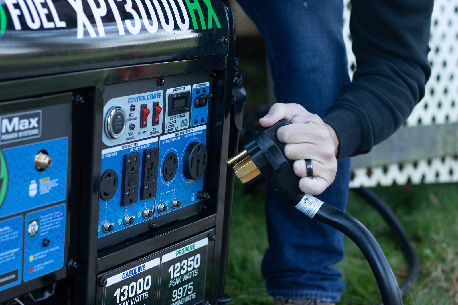 13,000 Watt Dual Fuel Portable HX Generator w/ CO Alert