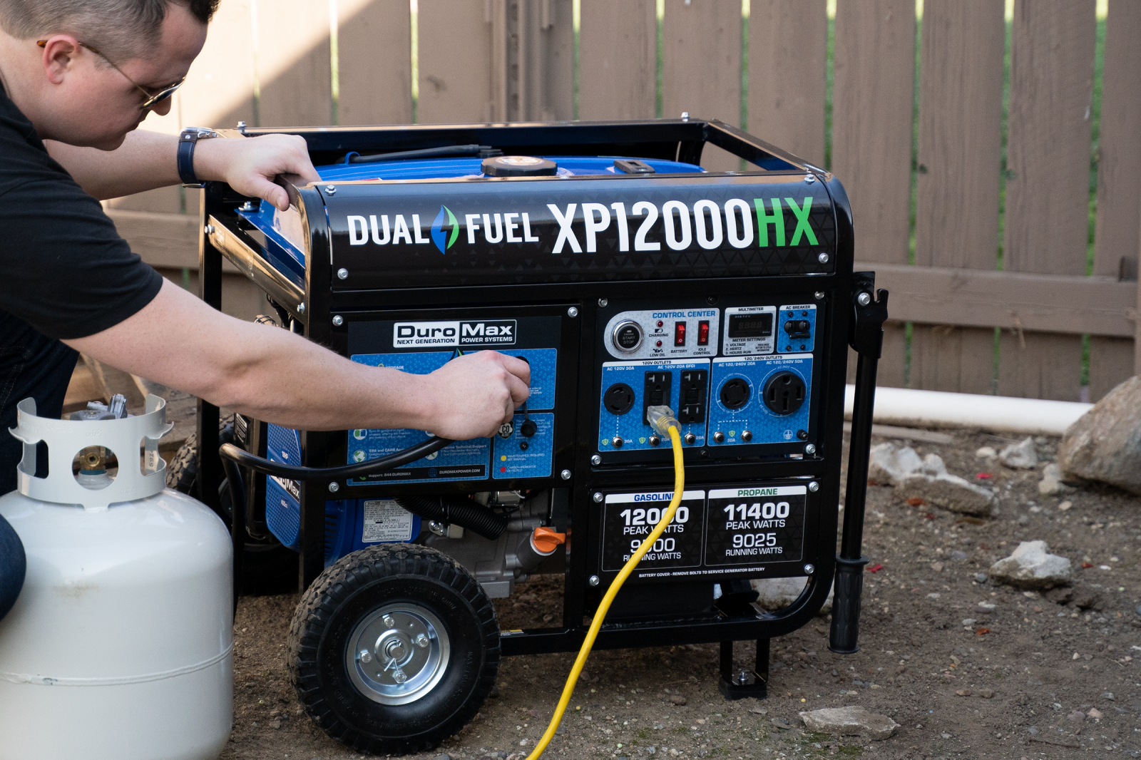 12,000 Watt Dual Fuel Portable HX Generator w/ CO Alert