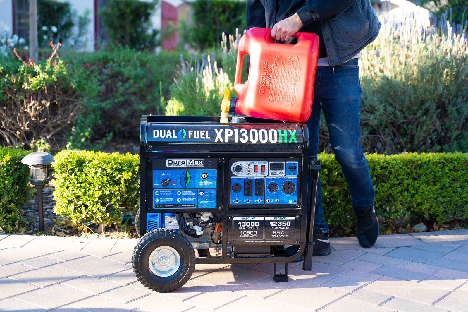 13,000 Watt Dual Fuel Portable HX Generator w/ CO Alert