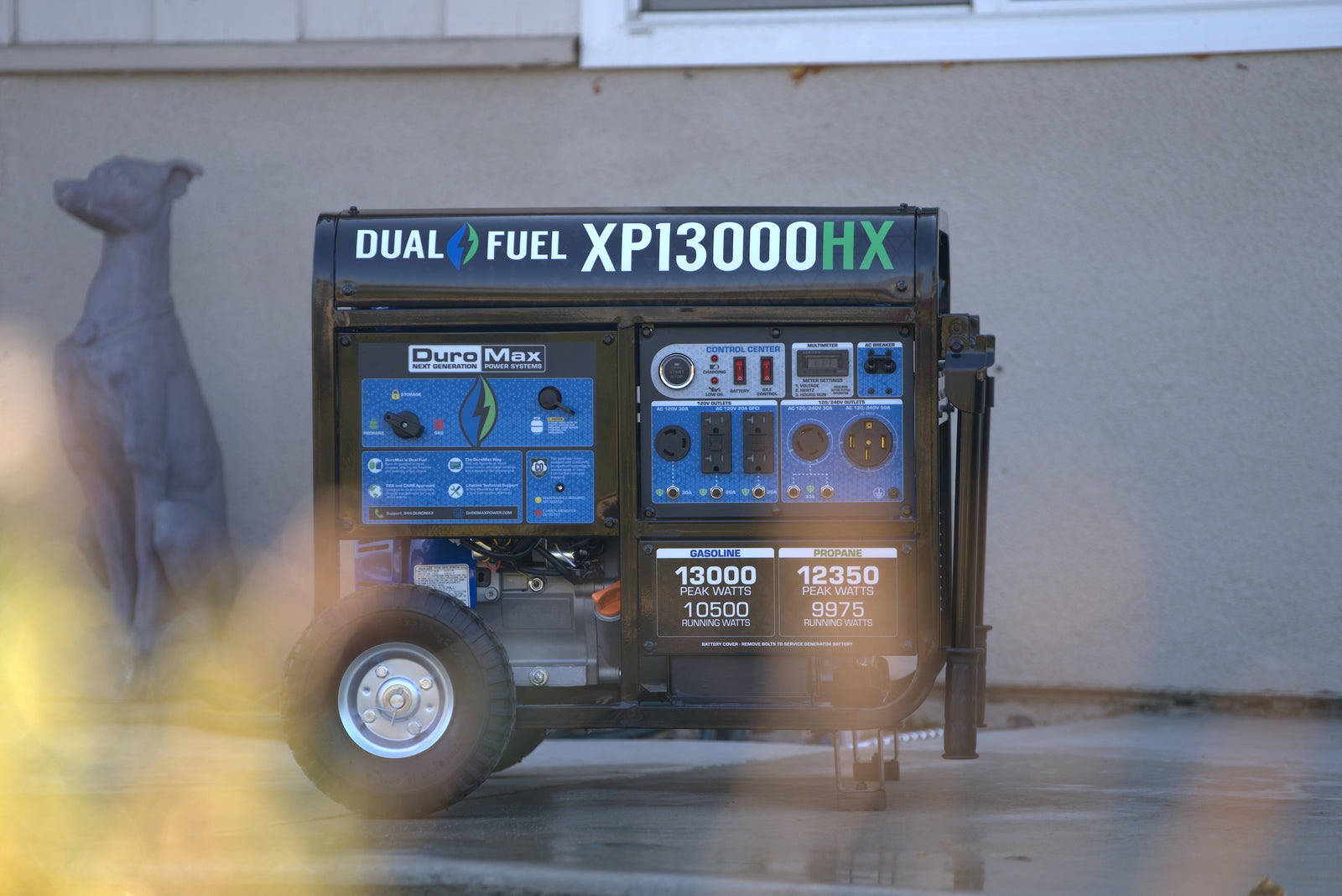 13,000 Watt Dual Fuel Portable HX Generator w/ CO Alert